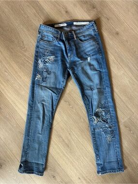 Pilcro Blue Denim Jeans with Contrast Stitching